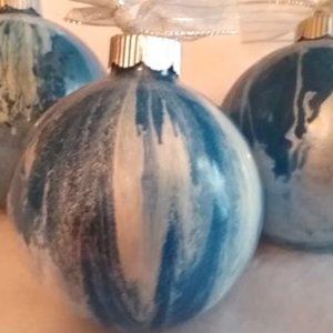 Set of 3 Hand dripped Christmas ornaments